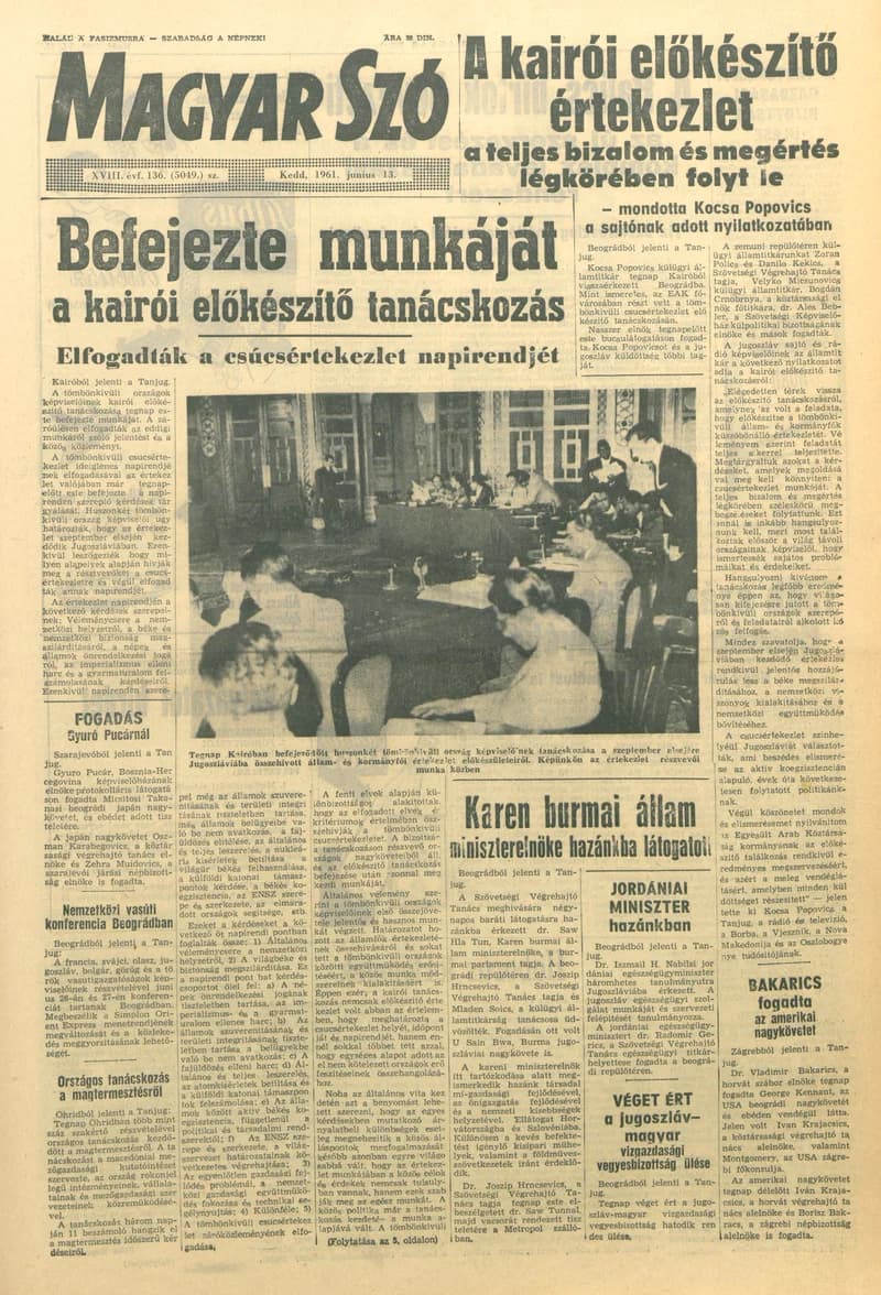 Magyar Szó, 18. évf. 1961. június 13. 136. sz. 1–16. oldal