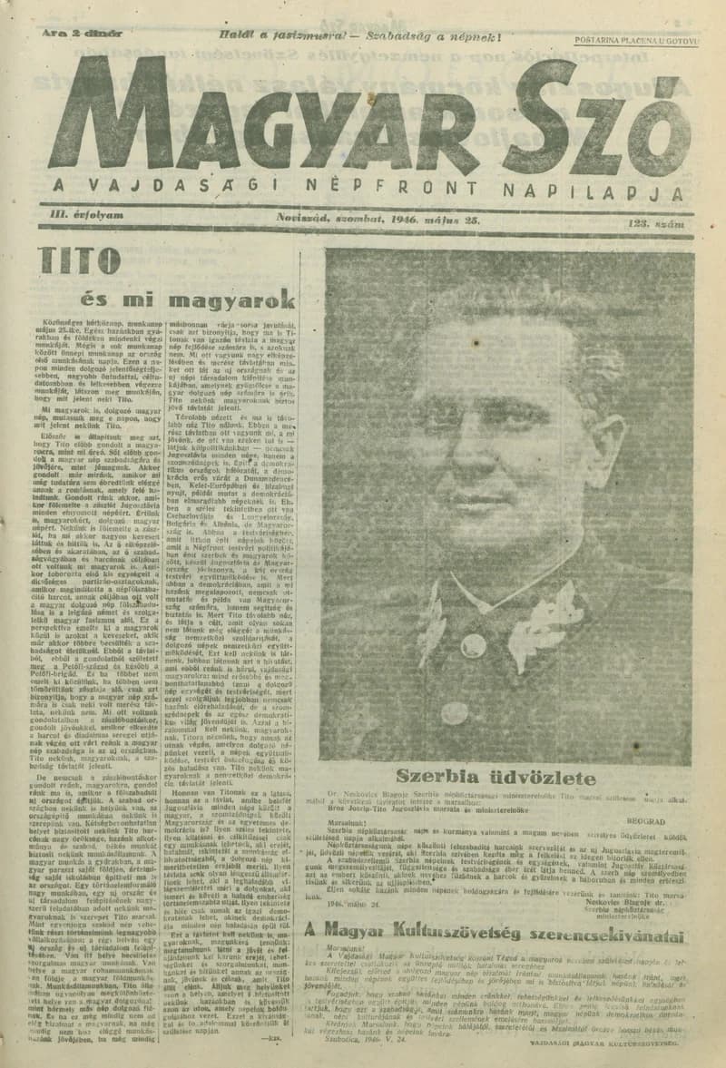 Magyar Szó, 3. évf. 1946. május 25. 123. sz. 1–8. oldal