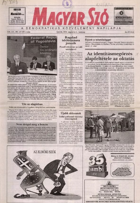 Magyar Szó, 59. évf. 2002. augusztus 4. 181. sz.
