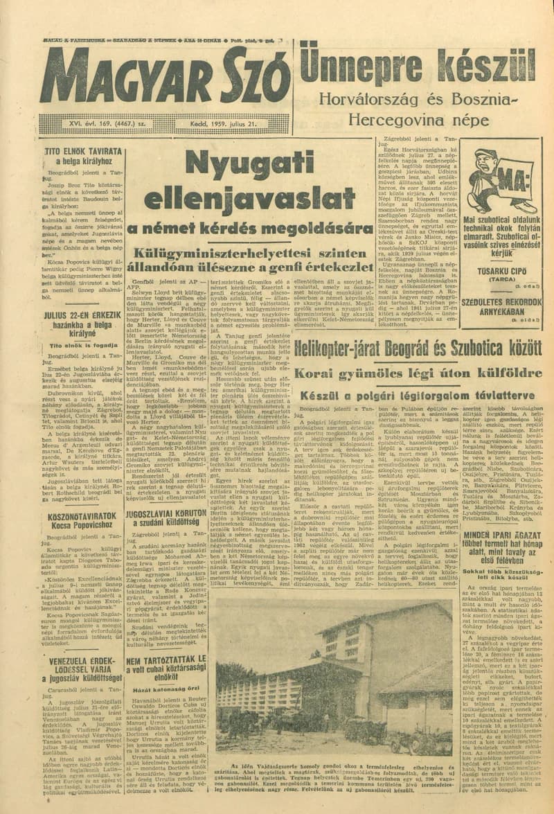 Magyar Szó, 16. évf. 1959. július 21. 169. sz. 1–16. oldal