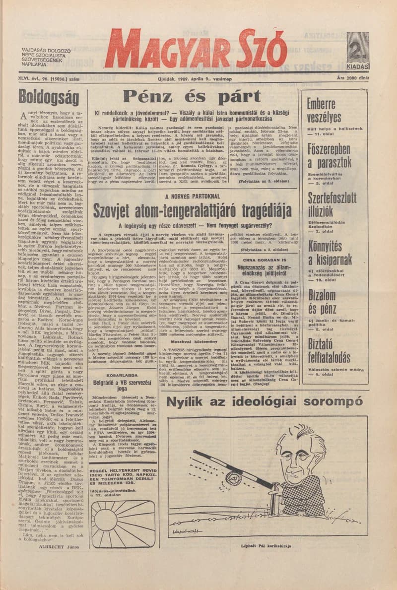 Magyar Szó, 46. évf. 1989. április 9. 96. sz. 1–32. oldal