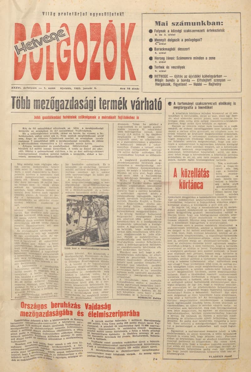 Dolgozók, 37. évf. 1983. január 6. 1. sz.