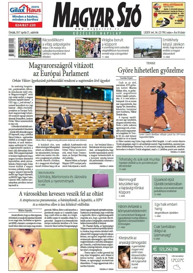Magyar Szó, 74. évf. 2017. április 27. 96. sz. 1–20. oldal