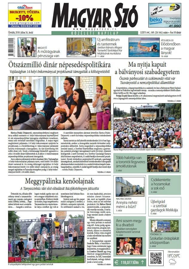 Magyar Szó, 75. évf. 2018. július 24. 169. sz. 1–20. oldal