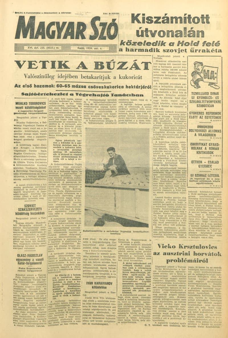 Magyar Szó, 16. évf. 1959. október 6. 235. sz. 1–20. oldal