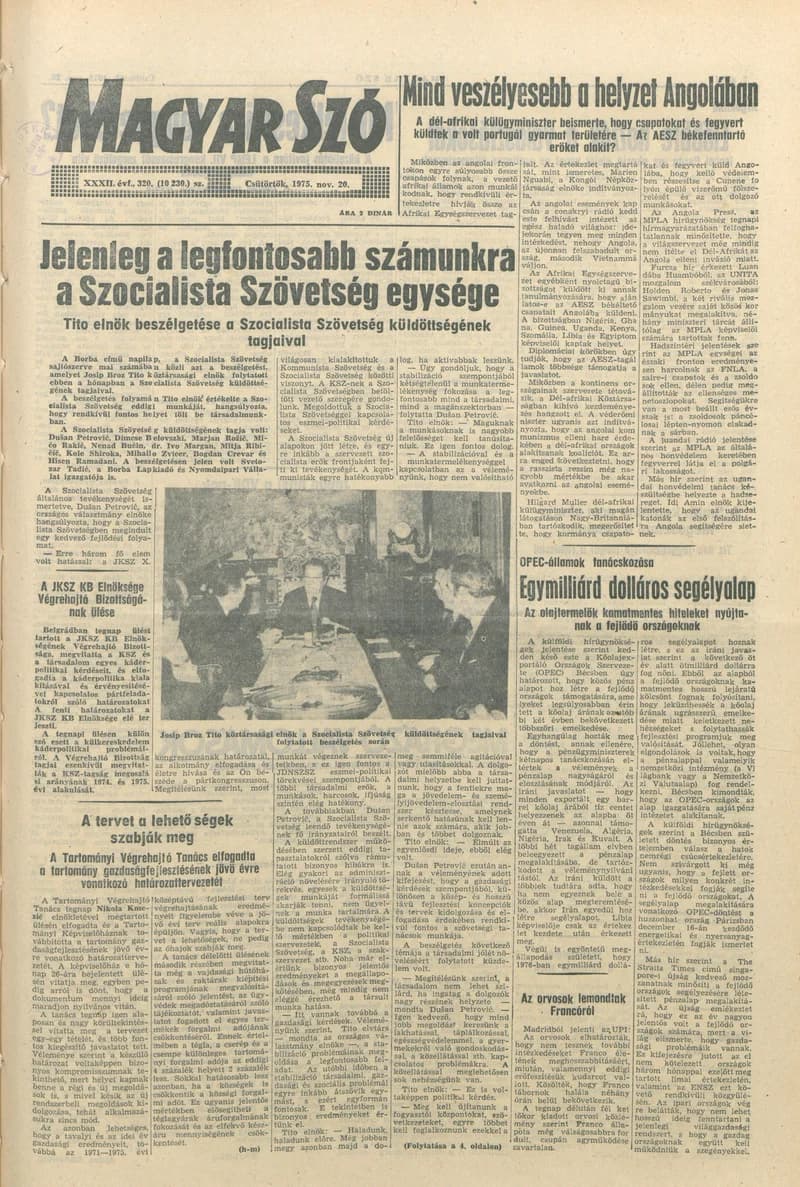 Magyar Szó, 32. évf. 1975. november 20. 320. sz.