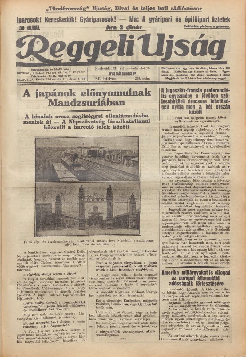 Reggeli Újság, 12. évf. 1931. november 15. 269. sz.