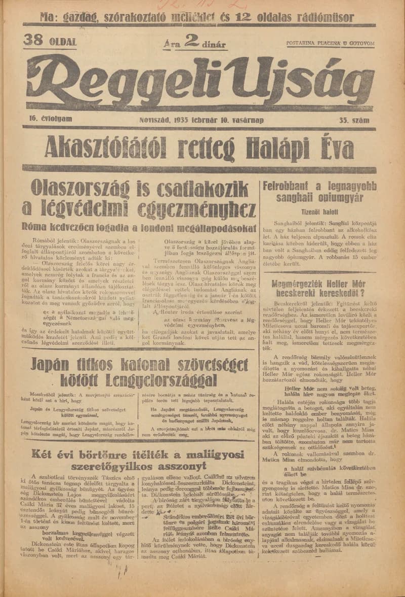 Reggeli Újság, 16. évf. 1935. február 10. 35. sz.