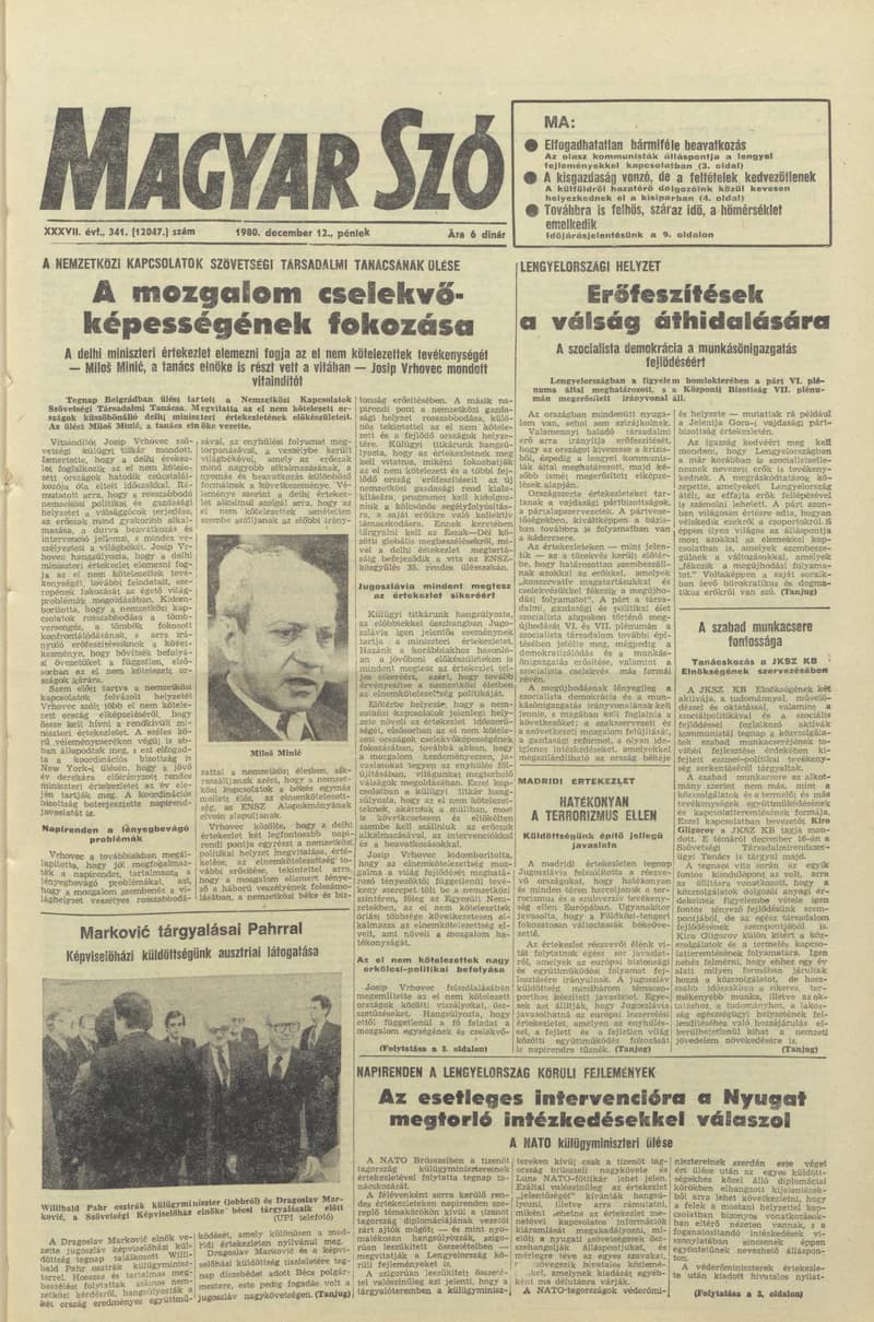 Magyar Szó, 37. évf. 1980. december 12. 341. sz. 1–20. oldal
