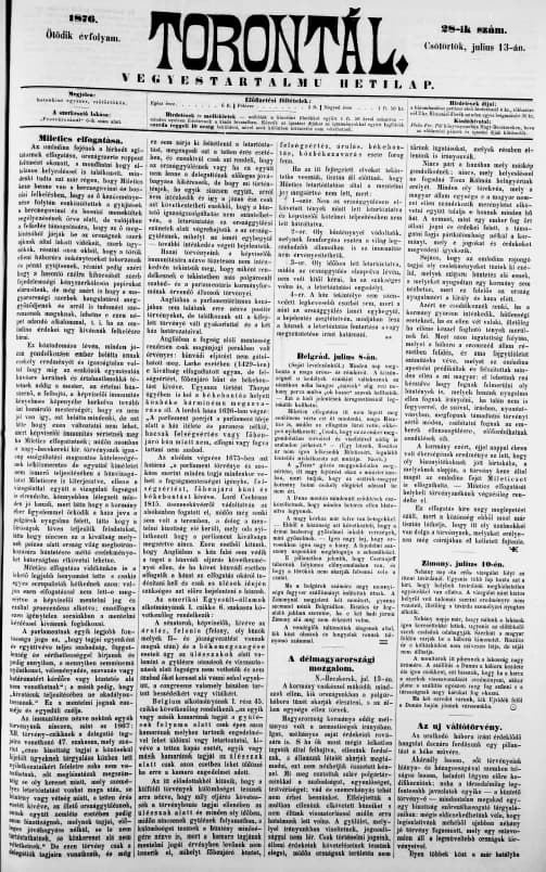 Torontál, 5. évf. 1876. július 13. 28. sz.