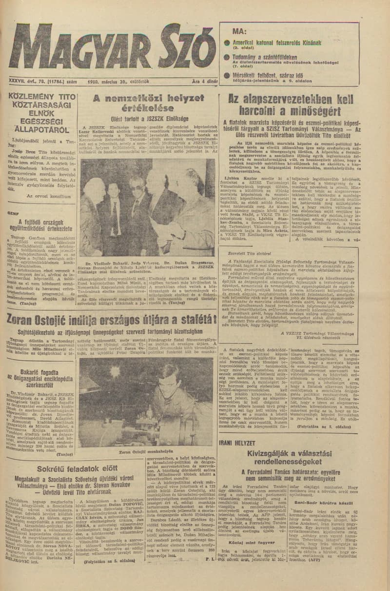 Magyar Szó, 37. évf. 1980. március 20. 78. sz. 1–20. oldal