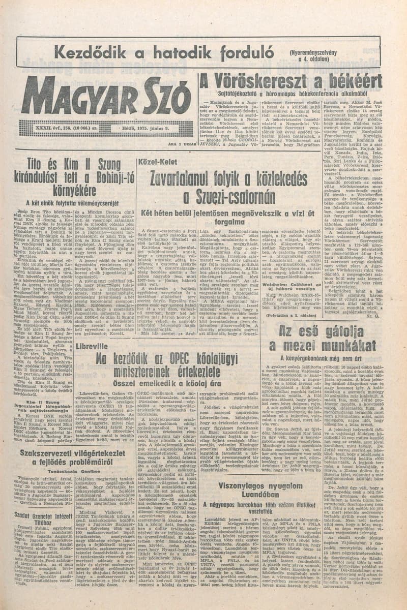 Magyar Szó, 32. évf. 1975. június 9. 156. sz.