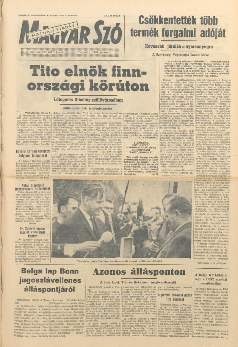 Magyar Szó, 21. évf. 1964. június 4. 153. sz. 1–16. oldal