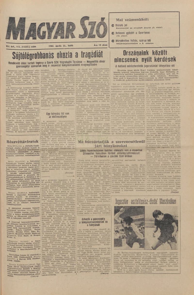 Magyar Szó, 41. évf. 1984. április 23. 112. sz. 1–8. oldal