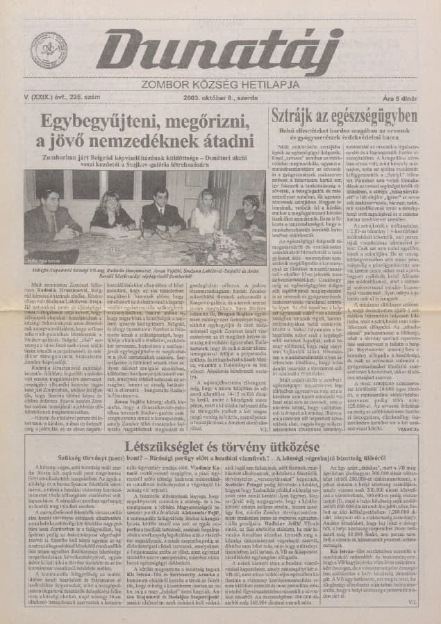 Dunatáj, 5. évf. 2003. október 8. 235. sz.