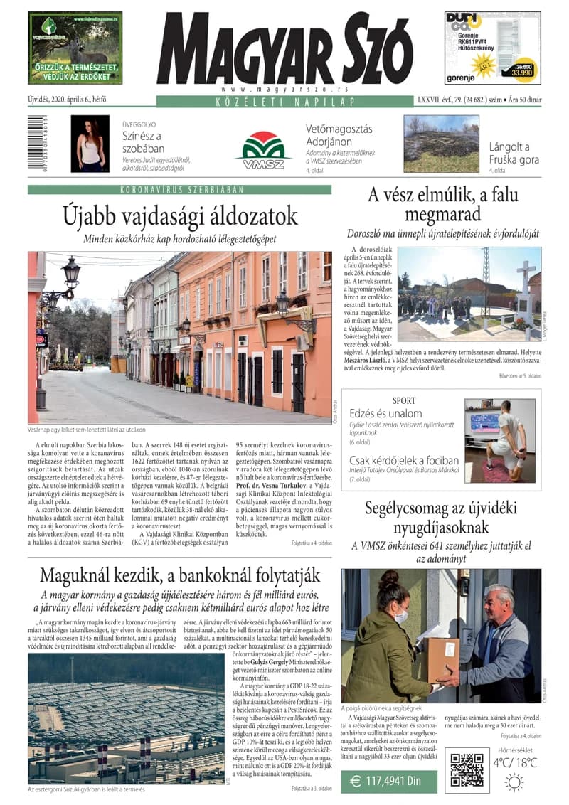 Magyar Szó, 77. évf. 2020. április 6. 79. sz. 1–12. oldal