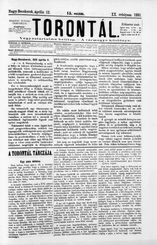 Torontál, 20. évf. 1891. április 12. 15. sz.