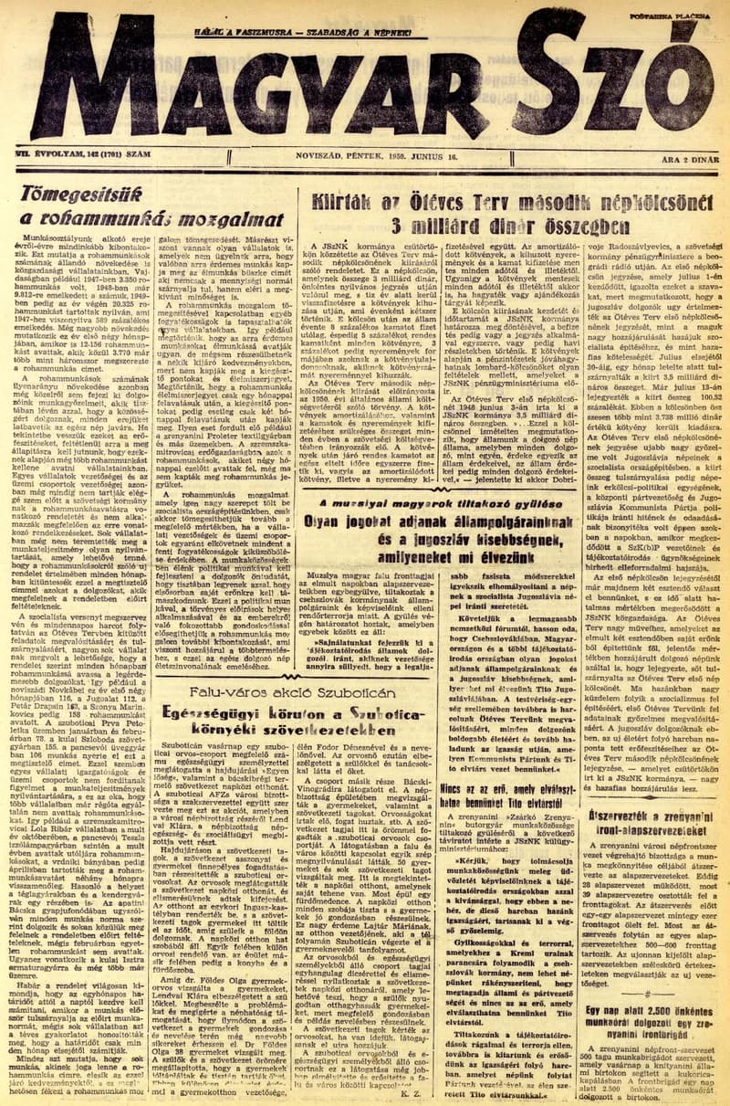 Magyar Szó, 7. évf. 1950. június 16. 142. sz. 1–4. oldal