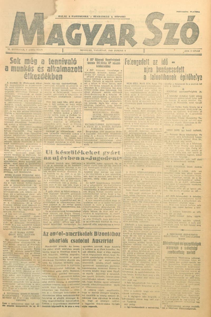 Magyar Szó, 6. évf. 1949. január 9. 7. sz. 1–6. oldal