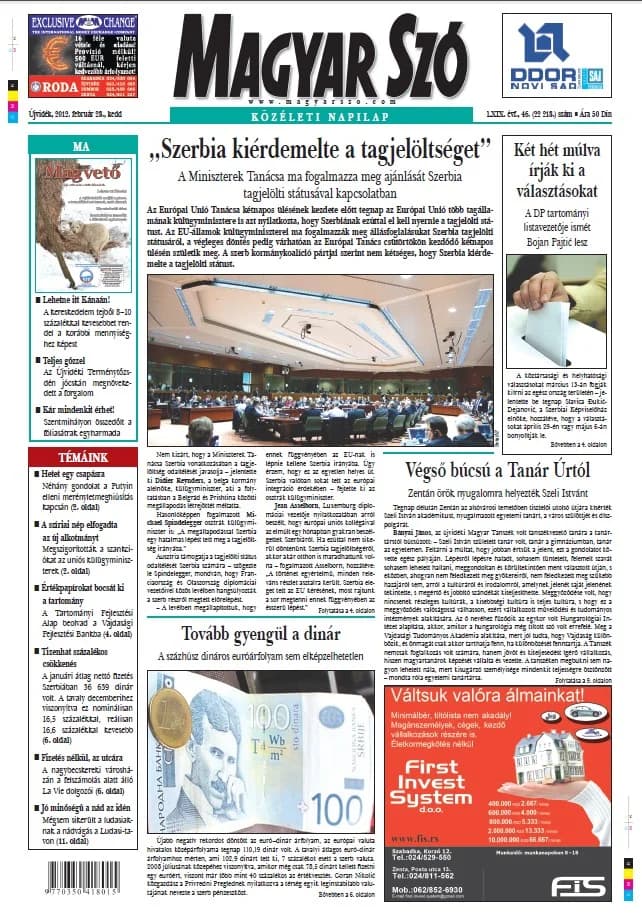 Magyar Szó, 69. évf. 2012. február 28. 46. sz. 1–20. oldal