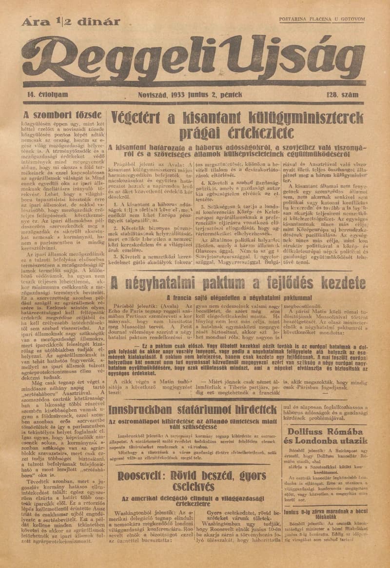 Reggeli Újság, 14. évf. 1933. június 2. 128. sz.