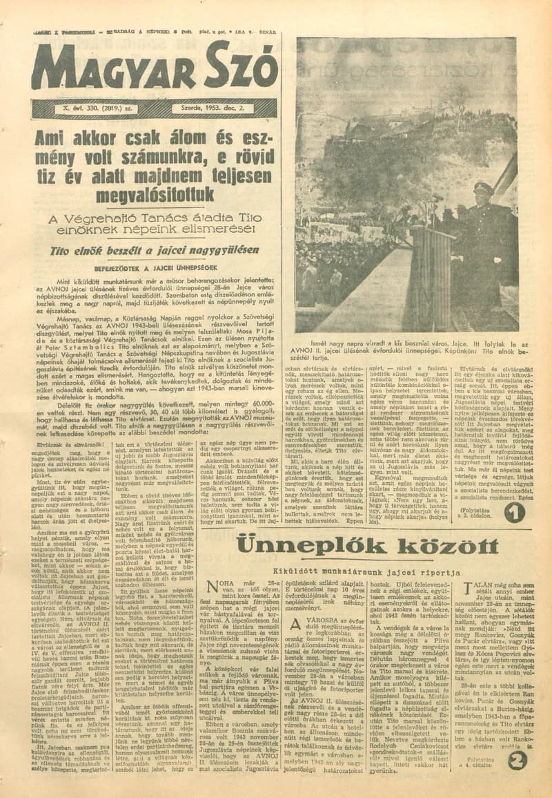 Magyar Szó, 10. évf. 1953. december 2. 330. sz. 1–10. oldal