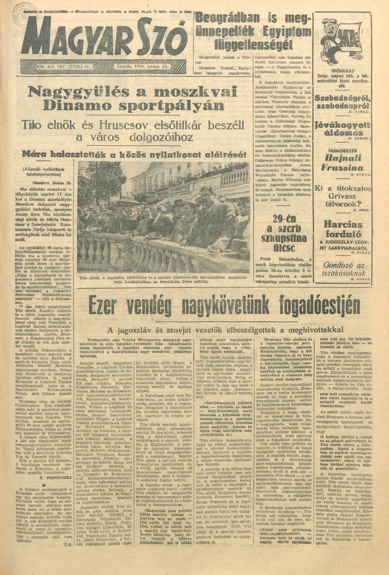 Magyar Szó, 13. évf. 1956. június 20. 167. sz. 1–8. oldal