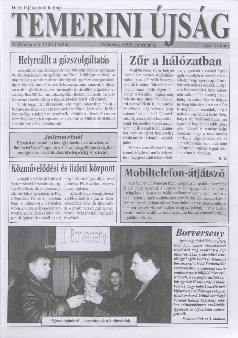 Temerini Újság, 5. évf. 1999. február 4. 5. sz.