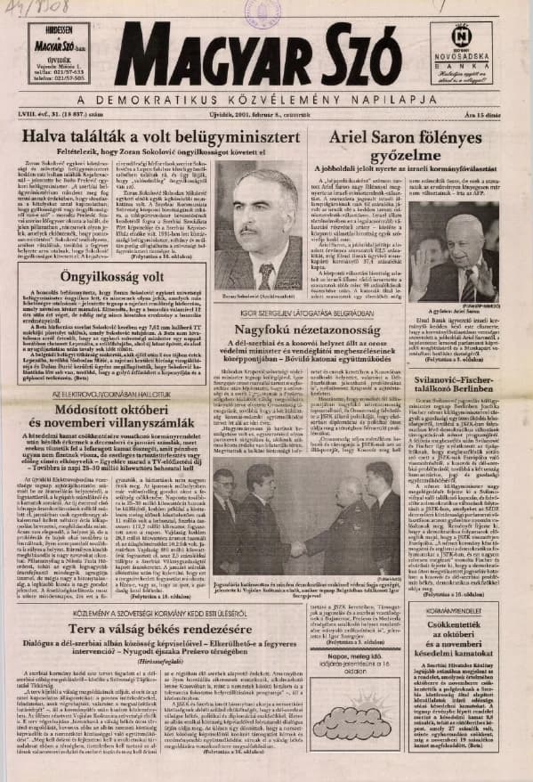 Magyar Szó, 58. évf. 2001. február 8. 31. sz. 1–16. oldal