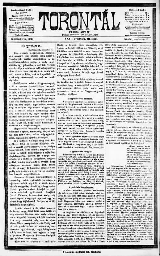 Torontál, 27. évf. 1898. szeptember 17. 211. sz.