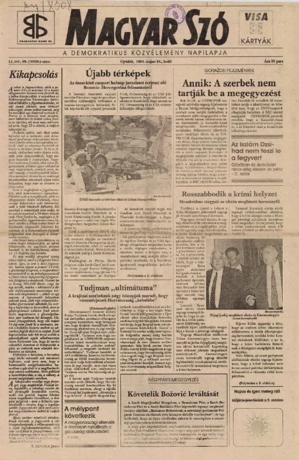 Magyar Szó, 51. évf. 1994. május 24. 99. sz. 1–16. oldal