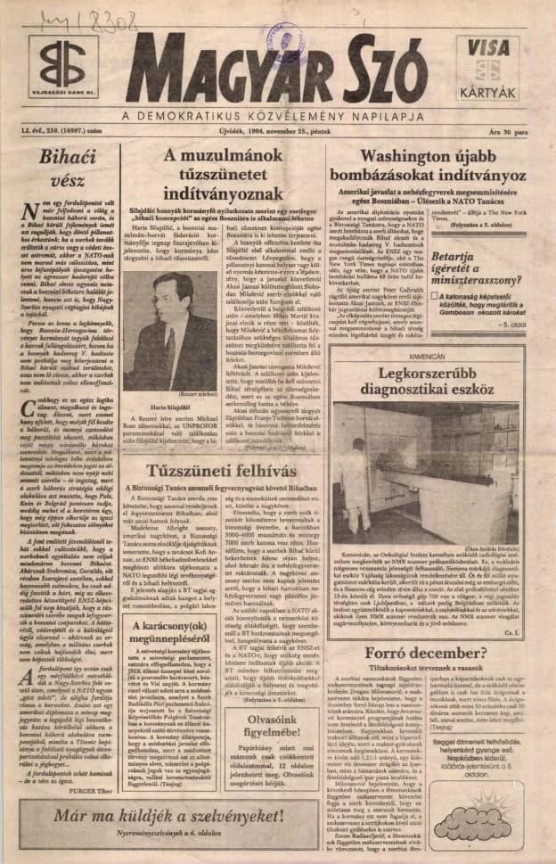 Magyar Szó, 51. évf. 1994. november 25. 258. sz. 1–16. oldal