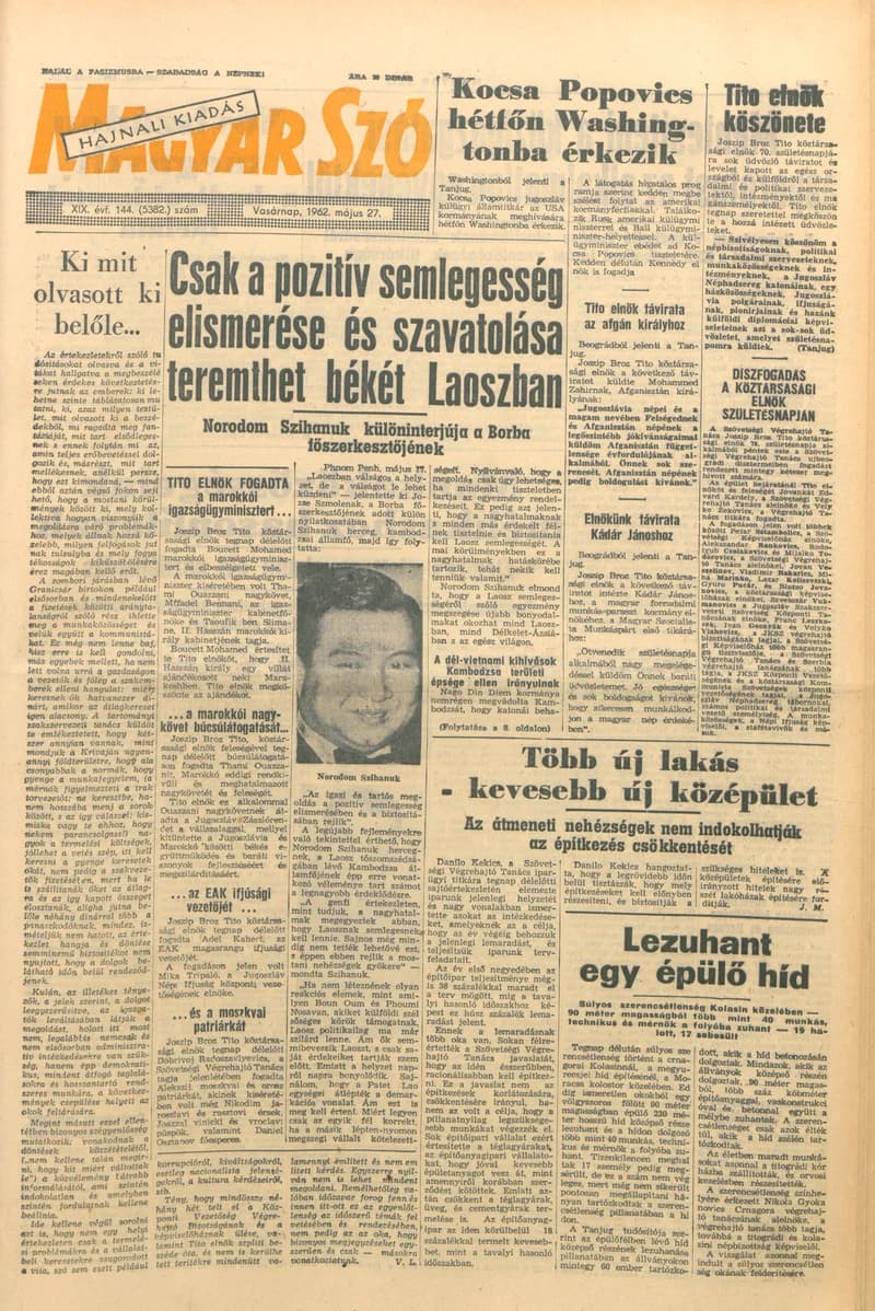 Magyar Szó, 19. évf. 1962. május 27. 144. sz. 1–24. oldal