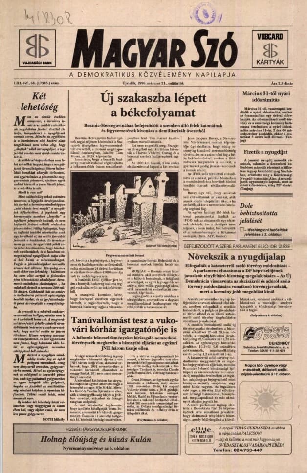 Magyar Szó, 53. évf. 1996. március 21. 68. sz. 1–16. oldal