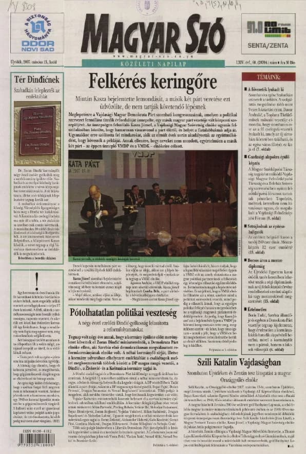 Magyar Szó, 64. évf. 2007. március 13. 60. sz. 1–20. oldal