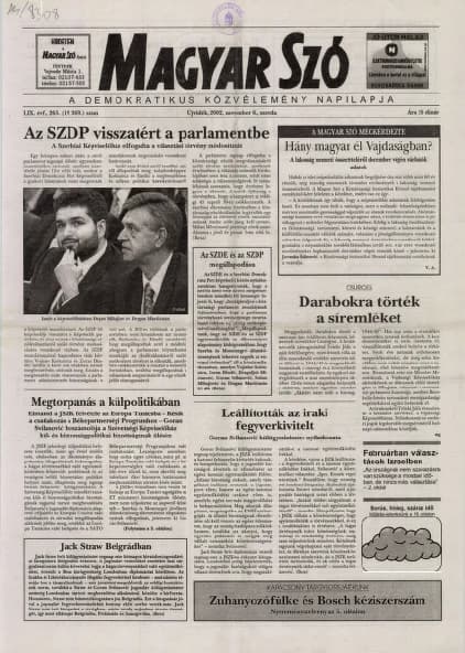 Magyar Szó, 59. évf. 2002. november 6. 263. sz. 1–16. oldal