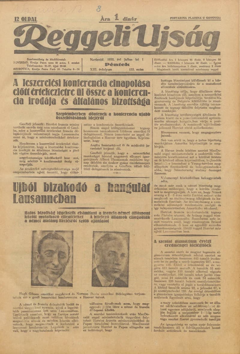 Reggeli Újság, 13. évf. 1932. július 1. 153. sz.