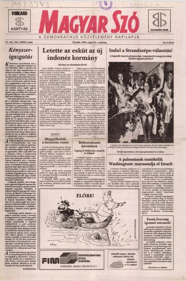 Magyar Szó, 55. évf. 1998. május 24. 123. sz. 1–24. oldal