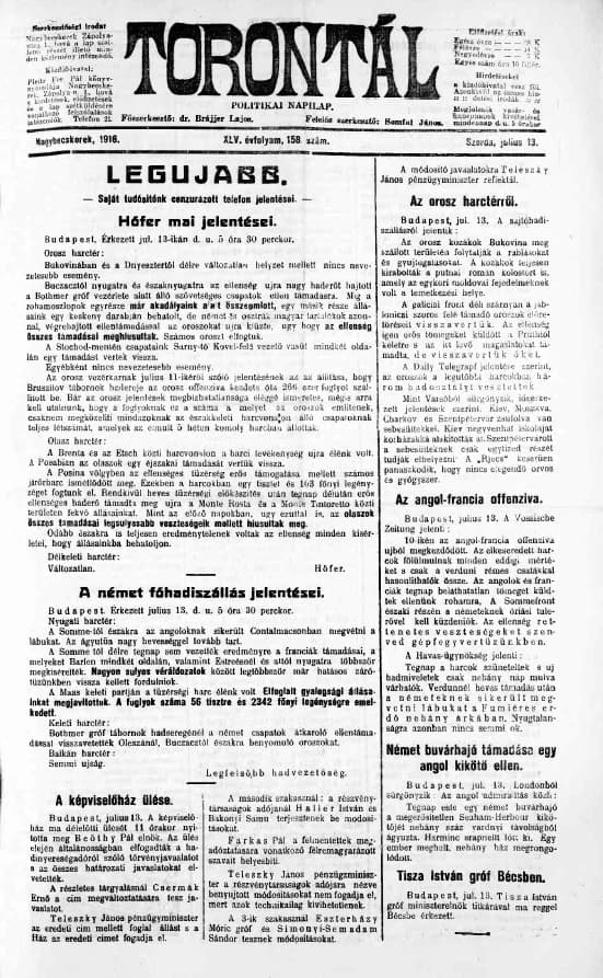 Torontál, 45. évf. 1916. július 13. 158. sz.