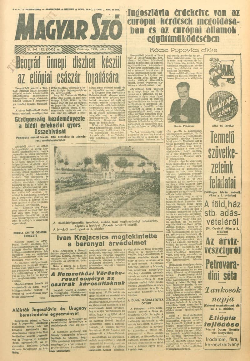 Magyar Szó, 11. évf. 1954. július 18. 192. sz. 1–14. oldal