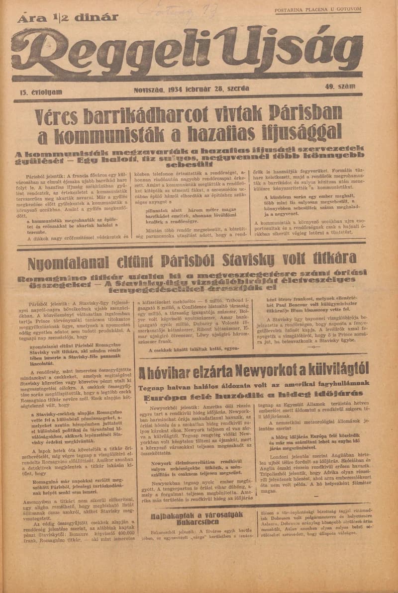 Reggeli Újság, 15. évf. 1934. február 28. 49. sz.