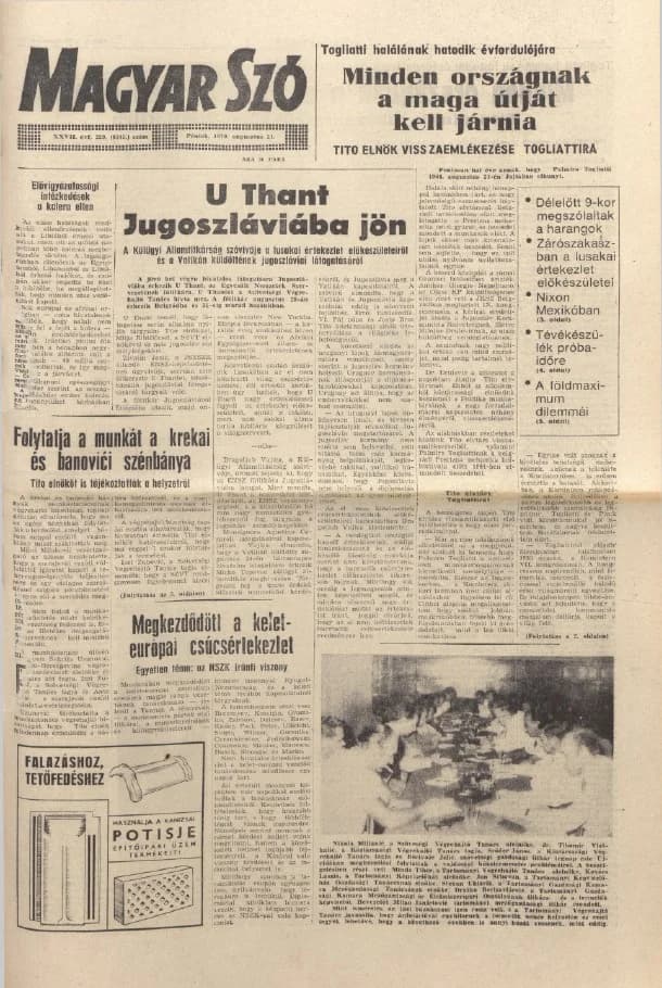 Magyar Szó, 27. évf. 1970. augusztus 21. 229. sz. 1–12. oldal