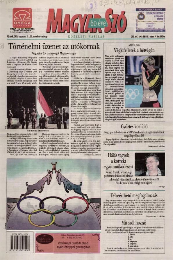 Magyar Szó, 61. évf. 2004. augusztus 21. – 22. 196. sz. 1–28. oldal