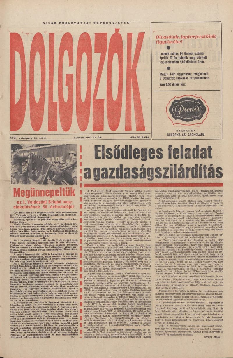 Dolgozók, 27. évf. 1973. április 20. 16. sz.