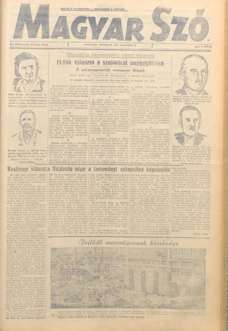 Magyar Szó, 7. évf. 1950. december 9. 291. sz. 1–4. oldal