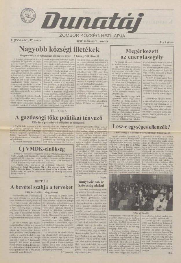 Dunatáj, 2. évf. 2000. március 1. 47. sz.