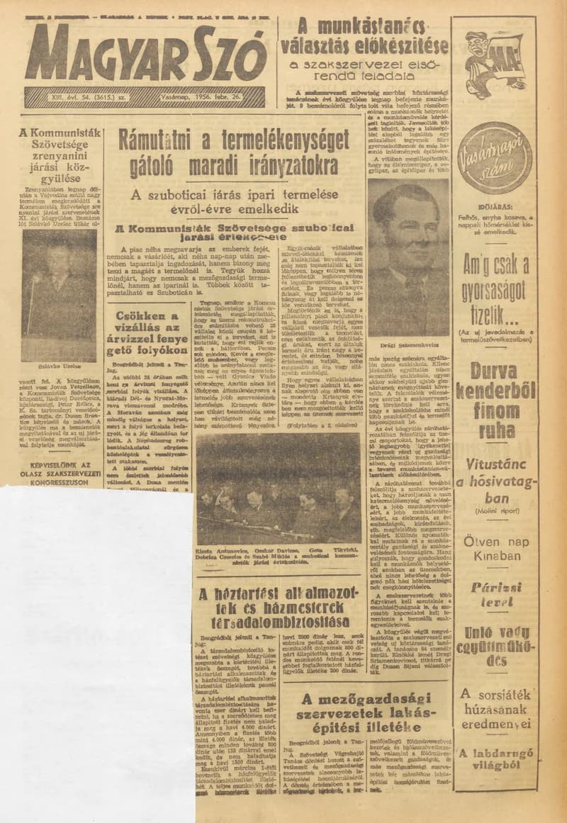 Magyar Szó, 13. évf. 1956. február 26. 54. sz. 1–20. oldal