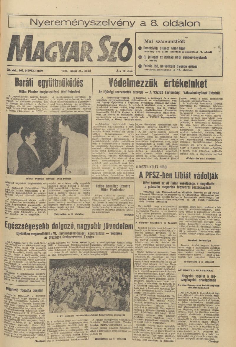 Magyar Szó, 40. évf. 1983. június 21. 168. sz. 1–20. oldal