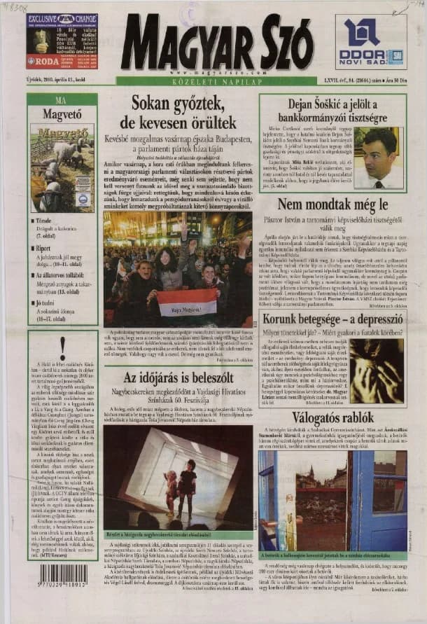 Magyar Szó, 67. évf. 2010. április 13. 84. sz. 1–20. oldal