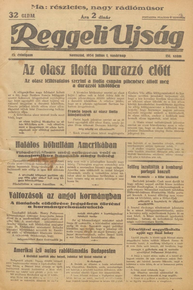 Reggeli Újság, 15. évf. 1934. július 1. 151. sz.